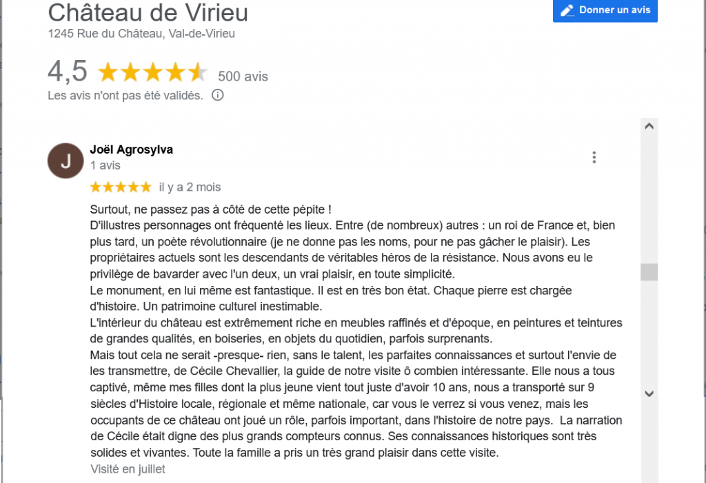 La bel(le) Histoire - Commentaire Visite Guidée - Château de Virieu